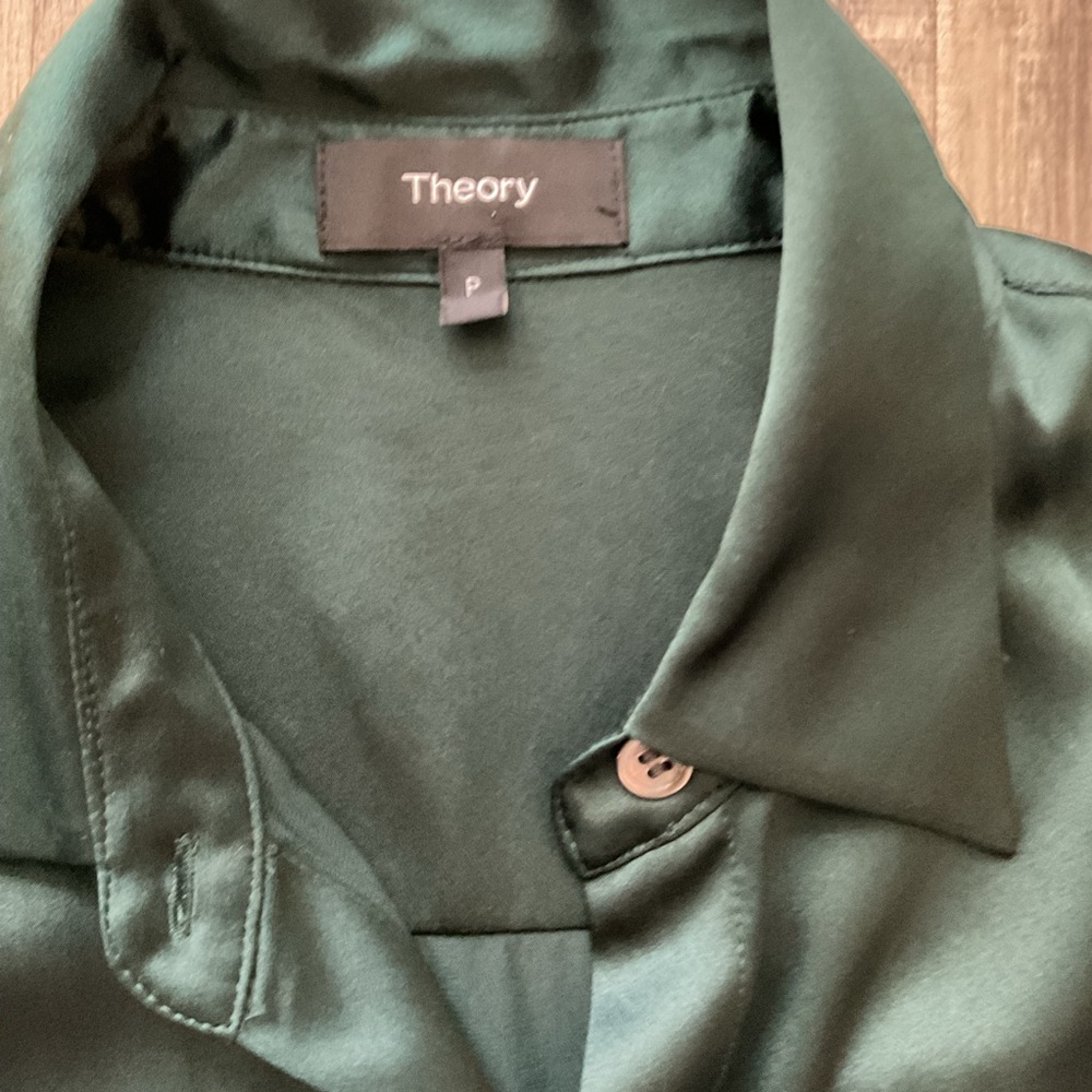 Theory Perfect Fitted Button-Front Stretch-Satin … - image 3